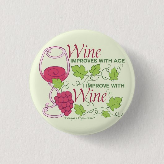 年を取ると酒が上がる 缶バッジ (正面)