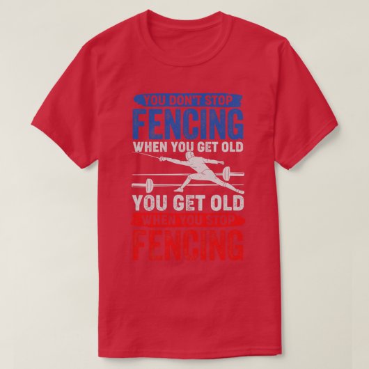 年を取るストップとフェンシングが出ない Tシャツ (デザイン正面)