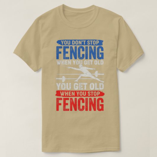 年を取るストップとフェンシングが出ない Tシャツ (デザイン正面)