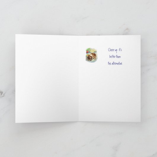 年を取るユーモアボクサー犬あいさつ カード (内部)