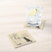 年を取る犬 スクエアペーパーコースター (インサイチュ)