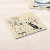 年を取る犬 スクエアペーパーコースター (アングル)