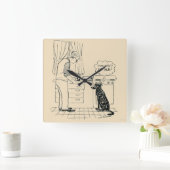 年を取る犬 スクエア壁時計 (ホーム)