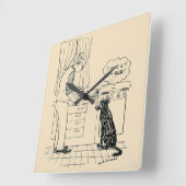 年を取る犬 スクエア壁時計 (傾斜)