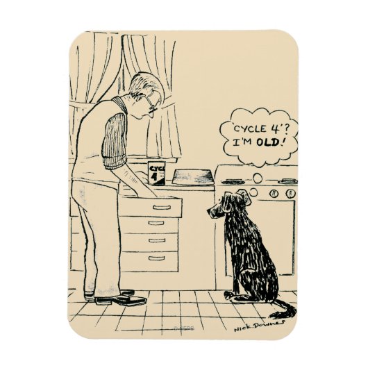 年を取る犬 マグネット (縦)