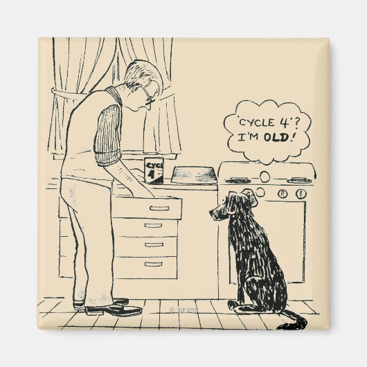 年を取る犬 マグネット (正面)