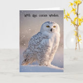 年を取る誕生日フクロウ カード (黄色い花)