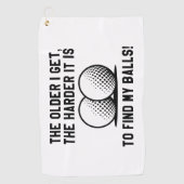 年を取れば取るほどボールを見つけるのが難しくなる ゴルフタオル (正面)