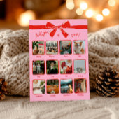 年を振り返って 今年もありがとう ピンク 赤 フォト コラージュ シーズンカード