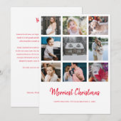 年を振り返る9枚の写真を使ったクリスマスカード 招待状 (正面/裏面)