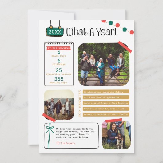 年を振り返る ホリデーカード (正面)