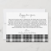 年を振り返る ミニマリスト ブラック&ホワイトのチェック柄 シーズンカード (裏面)
