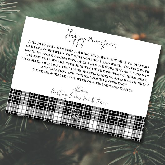 年を振り返る ミニマリスト ブラック&ホワイトのチェック柄 シーズンカード