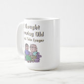 年を考え取ると時間がかかる! コーヒーマグカップ (正面左)