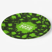 年を追加するハッピーハローウィン緑の不気味なクローリー ペーパープレート (アングル)