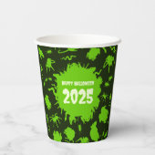 年を追加するハッピーハローウィン緑の不気味なクローリー 紙コップ (裏面)