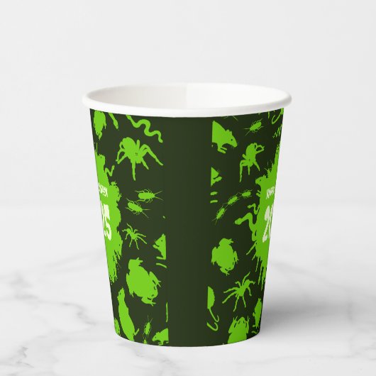 年を追加するハッピーハローウィン緑の不気味なクローリー 紙コップ (左)