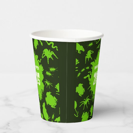 年を追加するハッピーハローウィン緑の不気味なクローリー 紙コップ (右)