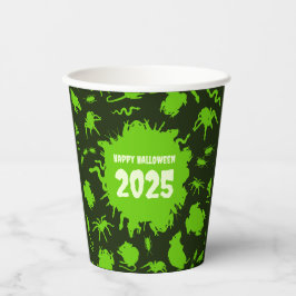 年を追加するハッピーハローウィン緑の不気味なクローリー 紙コップ