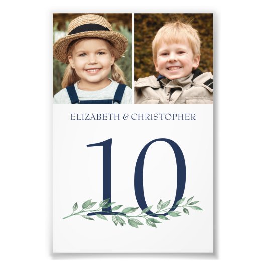 年を通して写真のテー結婚ブル番号記号 フォトプリント            (正面)