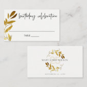 年エレガント齢金ゴールド黄色動物リース誕生日 プレイスカード (正面/裏面)