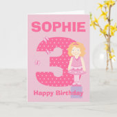 年カスタマイズ齢と名前の女の子の誕生日カード カード (黄色い花)