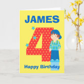 年カスタマイズ齢名義の男の子の誕生日カード カード (黄色い花)