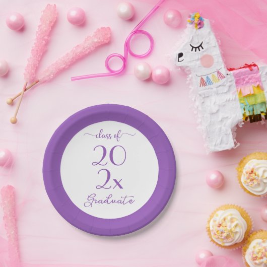 年カスタムのバイオレットタイポグラフィ ペーパープレート (パーティー)