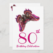 年カスタムの誕生日パーティー招待状紫蝶 招待状 (正面/裏面)