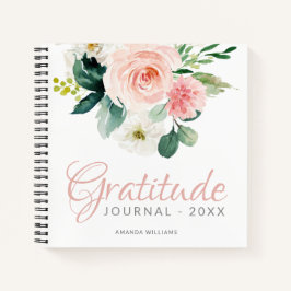 年カスタム名の付いたフローラ感謝ジャーナル ノートブック