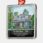 年カスタム名の新しいホーム写真 メタルオーナメント (左)