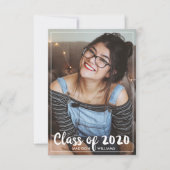 年シンプルのおもしろいの授業スクリプト4写真卒業 案内状 (正面)