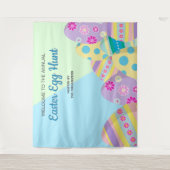 年パーソナライズされた間復活祭卵狩り写真背景 タペストリー (正面)