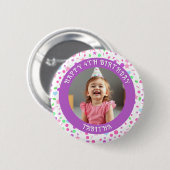 年パーソナライズされた齢・名前・写真誕生日 缶バッジ (正面&裏面)