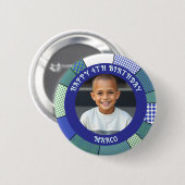 年パーソナライズされた齢・名前・写真誕生日 缶バッジ (正面&裏面)