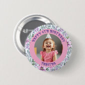 年パーソナライズされた齢・名前・写真誕生日 缶バッジ (正面&裏面)