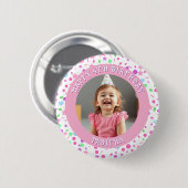 年パーソナライズされた齢・名前・写真誕生日 缶バッジ (正面&裏面)