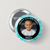 年パーソナライズされた齢・名前・写真誕生日 缶バッジ (正面&裏面)