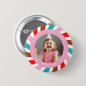 年パーソナライズされた齢・名前・写真誕生日 缶バッジ (正面&裏面)