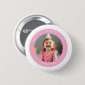 年パーソナライズされた齢・名前・写真誕生日 缶バッジ (正面&裏面)