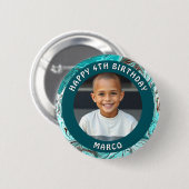 年パーソナライズされた齢・名前・写真誕生日 缶バッジ (正面&裏面)