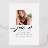 年フォイルきらめく卒業写真アナウンス 箔招待状 (裏面)