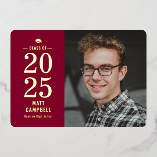 年フォイル無地の卒業招待状フォイルインビッタ 箔招待状 (正面)