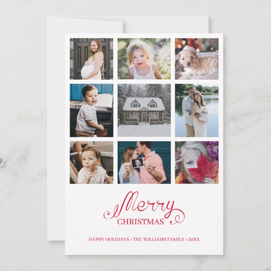 年モダンレビュー9フォトコラージホリデーカード 招待状 (正面)