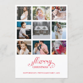 年モダンレビュー9フォトコラージホリデーカード 招待状