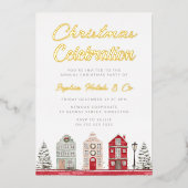 年モダン人気がある1回のクリスマスパーティーお祝い 箔招待状 (正面)