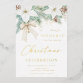 年モダン企業の度のクリスマスパーティーガラ金ゴールド 箔招待状 (正面)