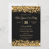 年モダン明けのパーティー金ゴールド 招待状 (正面)