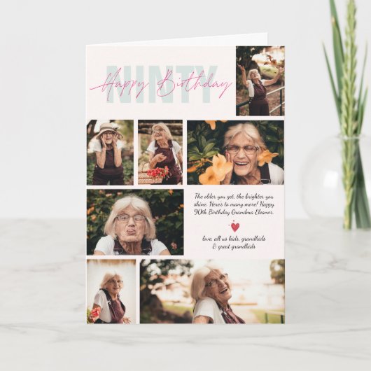 年モダン齢誕生日| 7フォトコラージュ カード (正面)