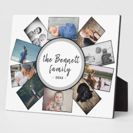 年モダン1回家族記念10写真コラージュ フォトプラーク